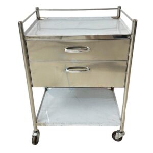 Instrument Trolley with 2 Large Drawers Stainless Steel | Dressing Trolley
