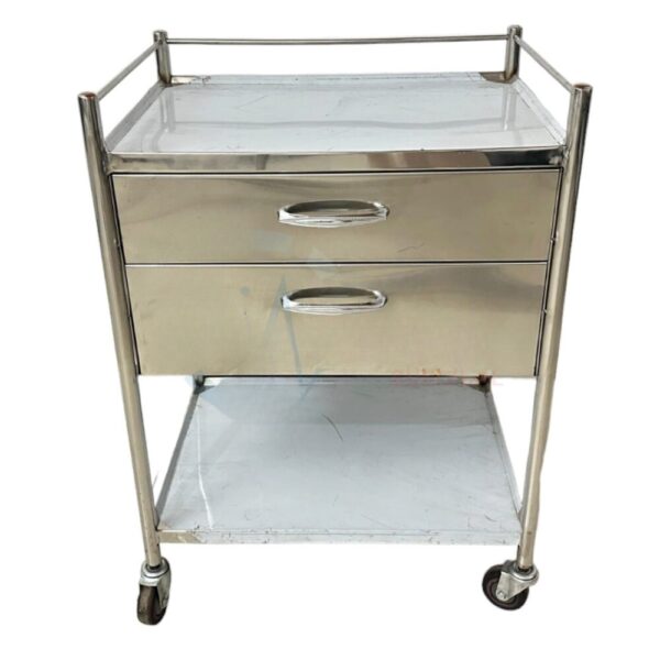 Instrument Trolley with 2 Large Drawers Stainless Steel | Dressing Trolley